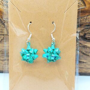 3D Green Christmas Bow Earrings Christmas Earrings